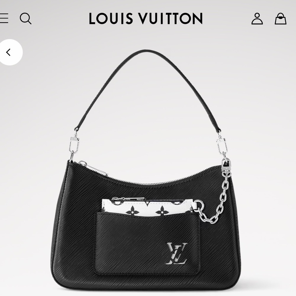 Louis Vuitton Black Marelle Shoulder Bag with Silver Hardware
